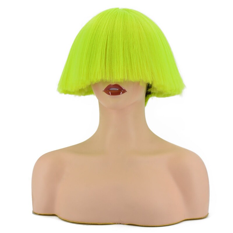 European and American foreign trade fluffy fluorescent green cos wig broom head nightclub exhibition Festival Carnival explosive head wig