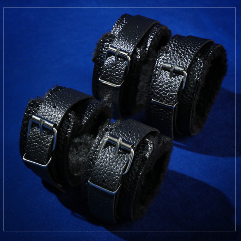 Cherry Cube SM - Juego de esposas de felpa texturizadas, pulsera, esposas para tobillos, collar para el cuello, juguetes alternativos, juguetes sexuales para adultos