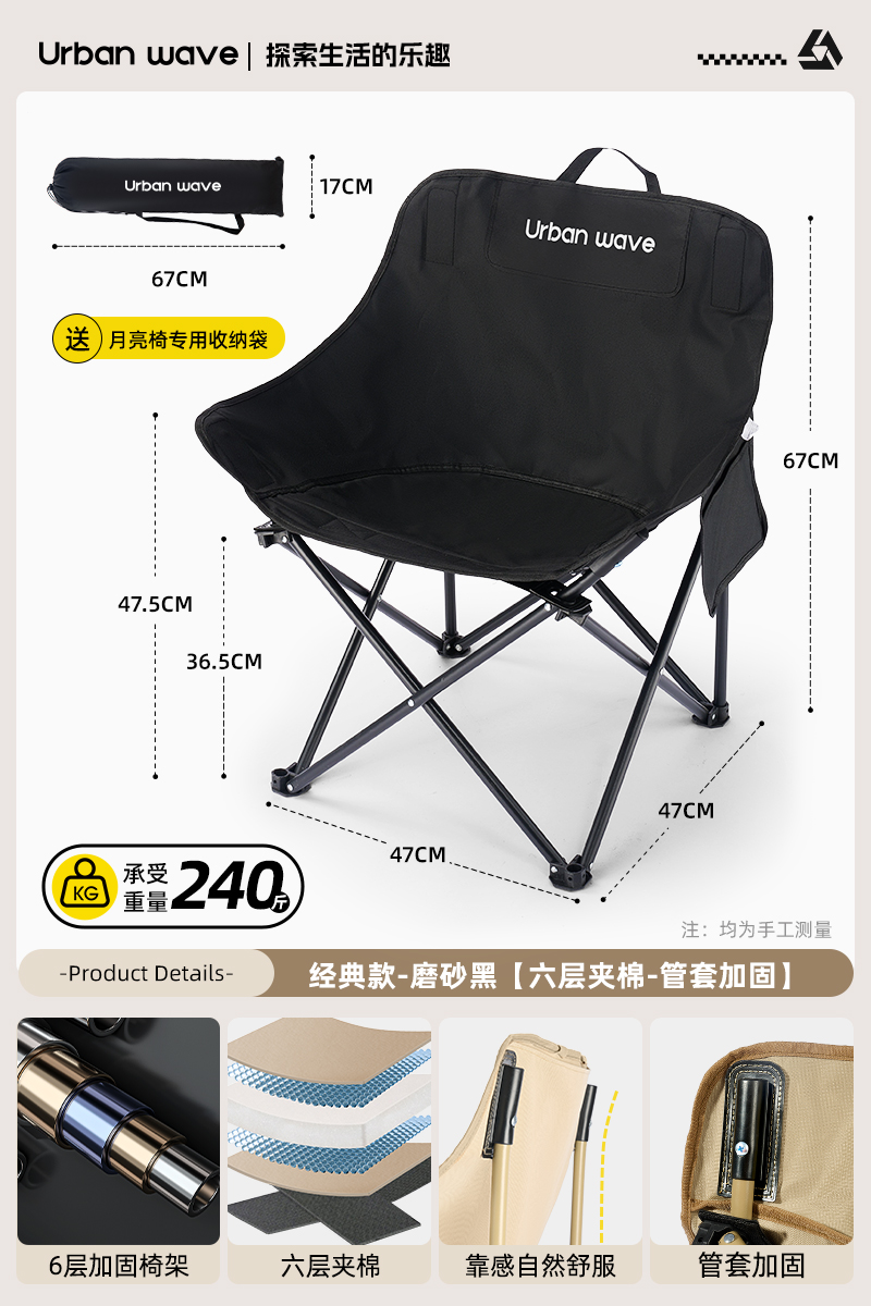 『클래식 대형』 매트 블랙 - 6겹 퀼팅 + 튜브 슬리브 보강 ♢♜