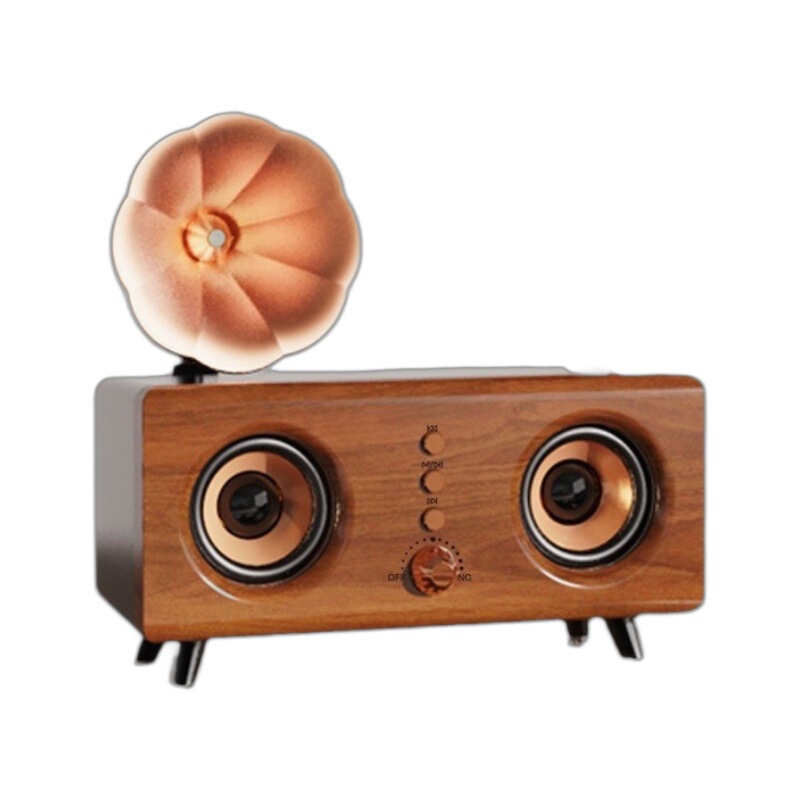 レトロ木目B6ブルートゥース音响ダブルスピーカー重低音コンピューターデスクトップ音响クリエイティブギフト置物スピーカー|undefined