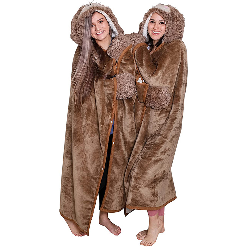 Blanket Cute and Soft Flannel Fleece Sloth Hooded Blanket Skin-friendly Full-length Thick Cloak Suitable for Lounging Walking