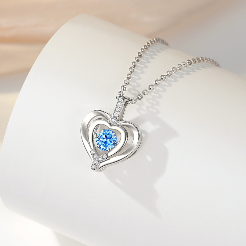 Collar de plata de pie Collar inteligente de amor de otoño e invierno femenino Día de San Valentín Versión coreana Collar de plata 999 Regalo de Navidad de estilo caliente femenino