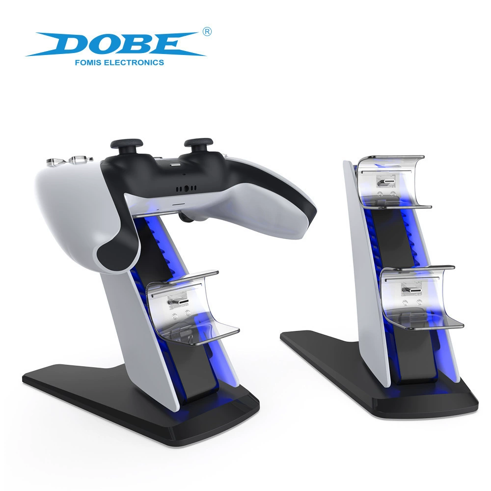 PS5 Wireless Dual Controller Charging Base with Blue Light PS5 Game Controller Aircraft Type Dual Base Charger TP5-0585S