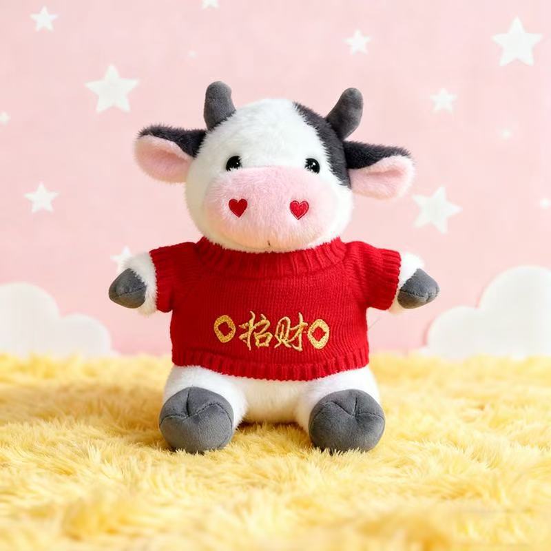 Transfronterizos de vestir grandes flores juguetes de peluche muñecas de vaca zodiacal muñecas de tela regalo muñecas de vaca de flores muñecas