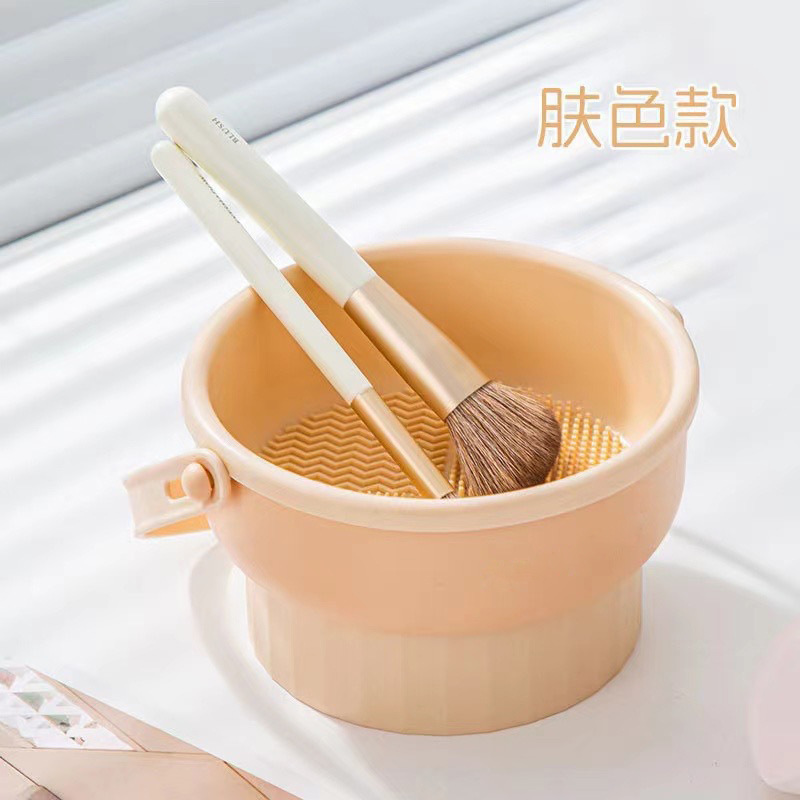 Caja de limpieza de cuencos de limpieza de pinceles de maquillaje Juego de limpieza de huevos de belleza de silicona Juego de herramientas de secado de cuencos de lavado