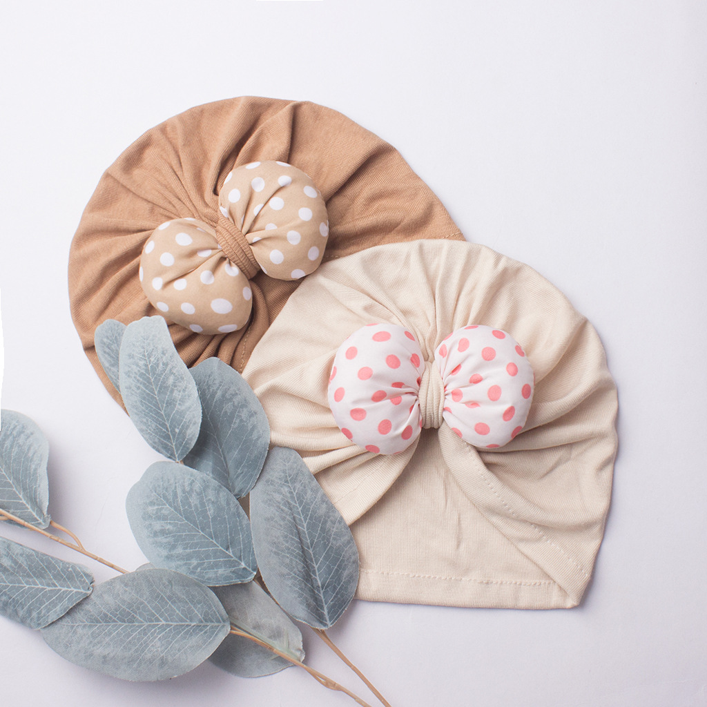 Baby Hat Hats Type 1 Piece Quantity Holiday, Daily Occasion Baby Girl'S Baby Boy'S Basic Simple Style Polka Dots Bow Knot Baby Hat