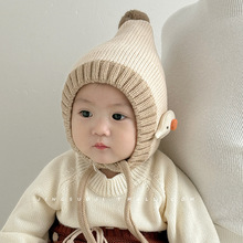 宝宝套头帽秋冬可爱超萌针织帽儿童外出毛线尖尖帽婴儿保暖护耳帽