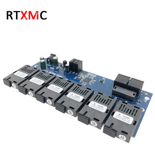 PCBA 100 M Optical Fiber Transceiver SC Single Mode Single Fiber 6 Optical 2 Electrical 20km Optical Fiber Converter (3A + 3B)POE