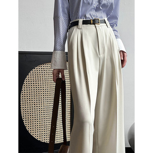 Orange Zhi 2024 spring new suit pants women's Korean style high waist retro loose drape slimming casual pants 24008