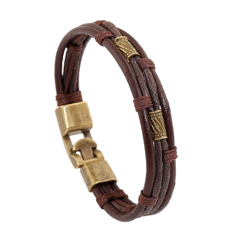 Baijiang Jewelry Cross-Border E-Commerce Woven Bracelet for Men, Fashionable Magnetic Clasp Leather Bracelet with Magnetic Design