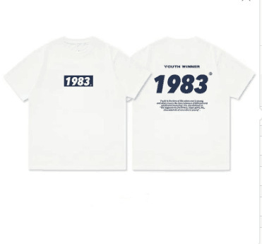 Birth Year Short-sleeved T-shirt Men's Loose 220g Cotton Half-sleeved Student Couple Dress Creative Birthday Parent-child Dress