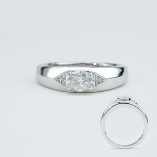 S925 Sterling Silver Diamond Ring for Women with Moissanite Simple, Fashionable and High-End Oval 1 Carat Cross-Border Delivery