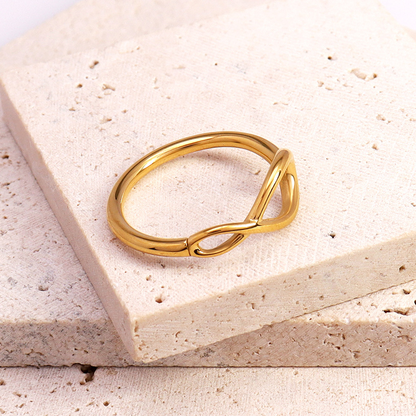 304 Stainless Steel Material Wholesale Jewelry Casual Simple Style Infinity 304 Stainless Steel 18K Gold Plated Hollow Out Rings