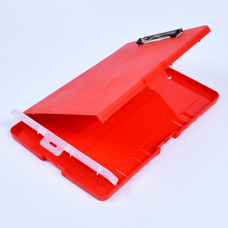 Plástico grueso A4 color sólido con gancho Clip de una sola fuerza Escritura Clip plano Caja de archivos de oficina Clip Caja de almacenamiento