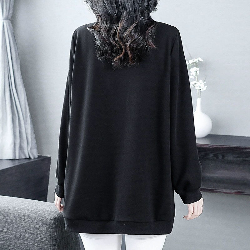 Demi-season keep warm sweatshirt, long-sleeve for mother, plus size, fitted, oversize