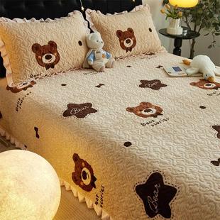 Winter Thickened Milk Velvet Bed Cover Tattoo fleece-lined Warm Blanket Bed Sheet Three-piece Set Single Kang Cover Mat Bedding