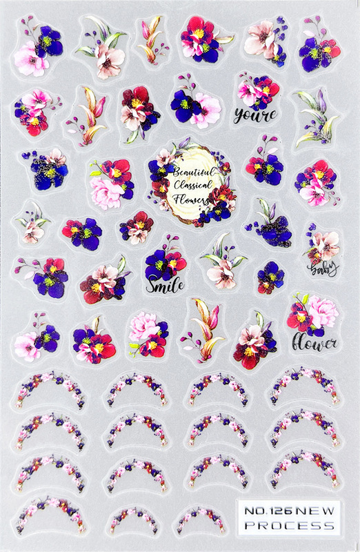 Spring flowers nail stickers nail decals transparent flowers small fresh NO126 NO127
