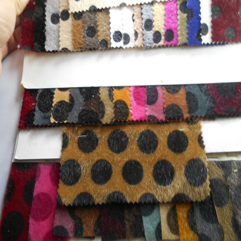 Screen printed imitation horse hair printed polka dot artificial fur printed polka dot mink wool shoe material bag flocked plush fabric Screen printed imitation horse hair printed polka dot artificial fur printed polka dot mink wool shoe material bag flocked plush fabric