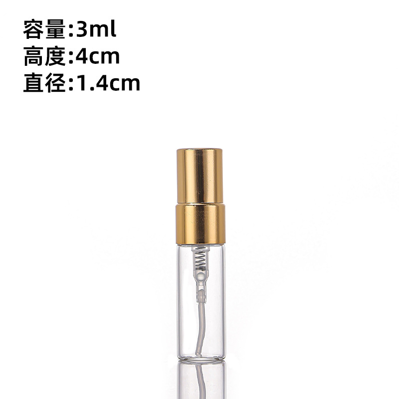 3ml golden anodized aluminum half-hood pump head; transparent; glass