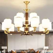 新中式吊燈全銅實木客廳燈2022年新款輕奢大氣簡約現代別墅卧室燈