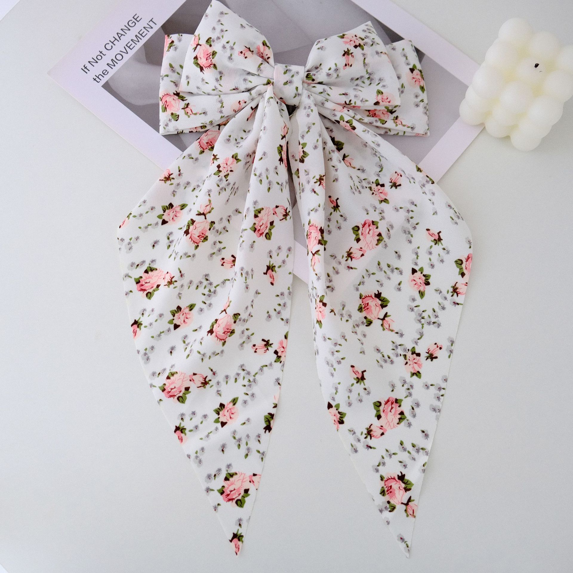 50g Weight Hair Claws Hair Accessories Type 1 Piece Quantity Holiday, Daily Occasion Bow Knot Pattern Women's Gender Floral Design Sweet, Pastoral Style Women's Sweet Pastoral Bow Knot Cloth Floral Hair Claws 6