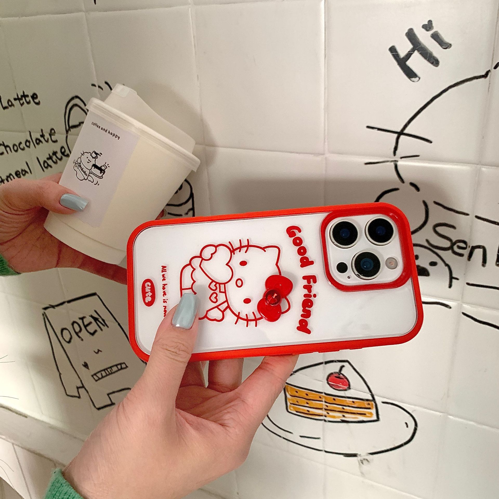 Dopamina linda línea ktcat adecuado para Apple 16ProMax funda para teléfono móvil 15/14 simple 13 nuevo 15Pro femenino