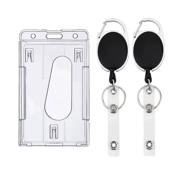 Easy-Pull Pc Card Holder Outdoor Backpack Buckle Anti-Lost Keychain Transparent Protective Cover Card Buckle Zinc Alloy Retractable Buckle
