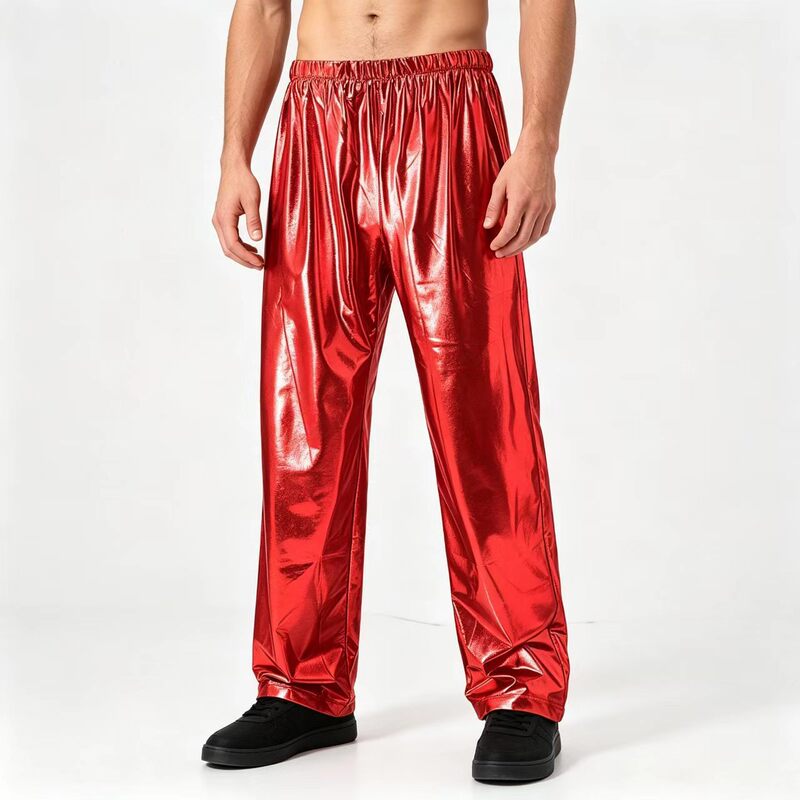 2025 Export New Men's Metal Shiny Jogging Sweatpants European Size Men's Casual Loose Pants 2025 Export New Men's Metal Shiny Jogging Sweatpants European Size Men's Casual Loose Pants