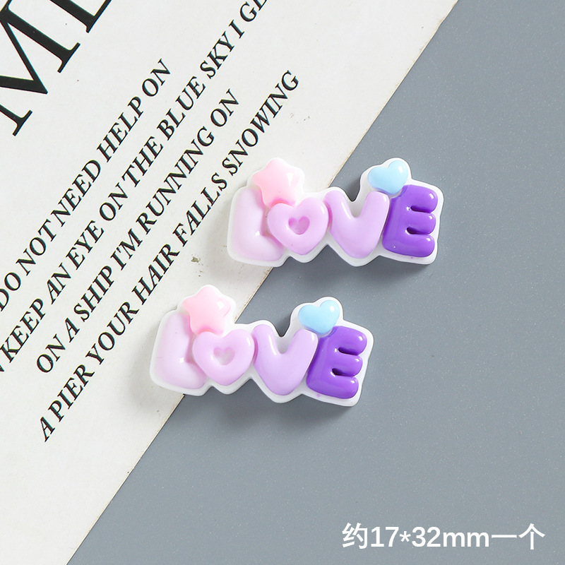漫画グラデーションLOVEアルファベット樹脂アクセサリーdiyクリームゴム携帯ケースヘアピンアクセサリーアクセサリー材料|undefined