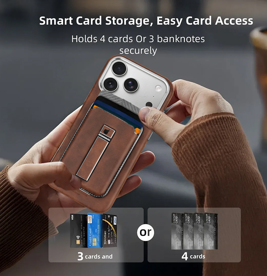 Ốp lưng da từ tính cao cấp có khe đựng thẻ cho iPhone 16/17 Pro Max — Mẫu thẻ hút từ tính [màu nâu thanh lịch], Mẫu thẻ hút từ tính [Moka nâu], Mẫu thẻ hút từ tính [đen quý phái], Mẫu thẻ hút từ tính [màu đỏ] chi tiết 15