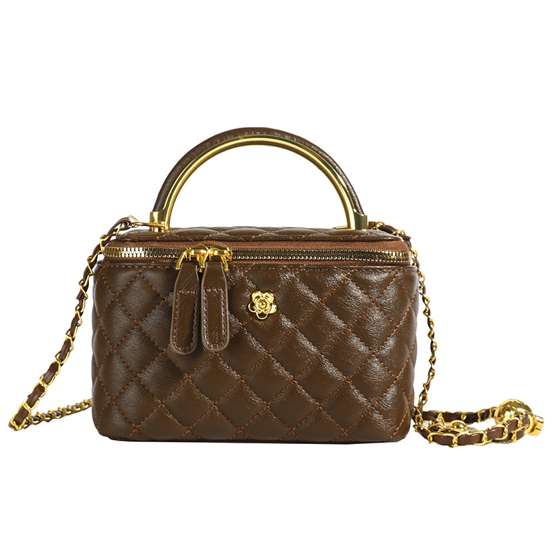 Diamond Pattern Shoulder Bag For Women, Elegant Chain Bucket Bag_voghion.com