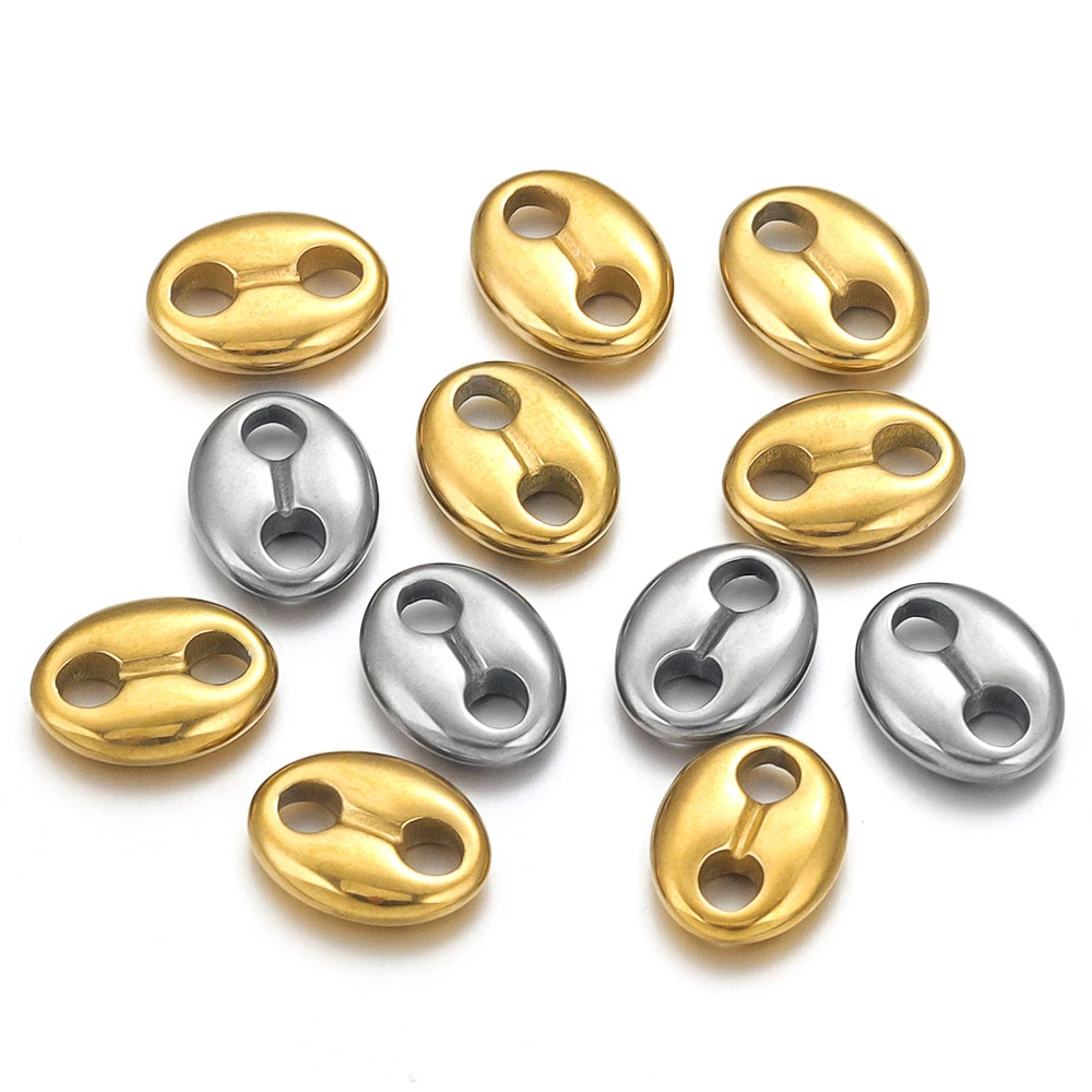 10g Weight Connector Jewelry Making Type 10 PCS/Package 11 * 8mm 8*6mm 304 Stainless Steel Solid Color Polished Connector