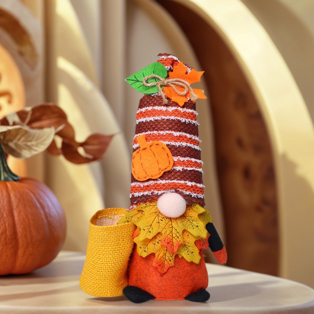 Nuevo festival de cosecha de felpa de Acción de Gracias transfronterizo decoración muñeca sin rostro calabaza hoja de arce Rudolph decoración lote