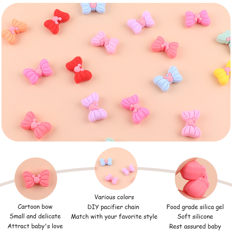 Bebé de dibujos animados silicona animal Bow teether creativo DIY chupete cadena pulsera accesorios juguete