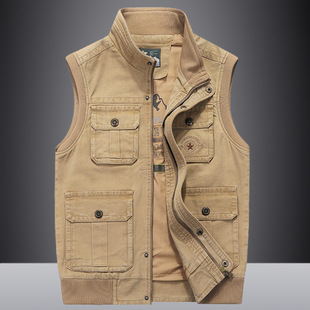 Cross-border vest for spring and autumn plus size men's single-layer jacket casual fishing photography vest men's workwear military vest