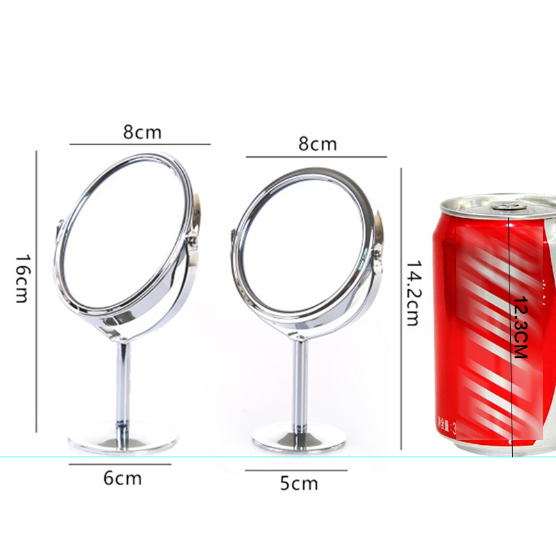 Espejo de maquillaje de escritorio de alta definición doble espejo de lupa de acero inoxidable espejo de vestir espejo pequeño de oficina dormitorio mesa Tao Sen