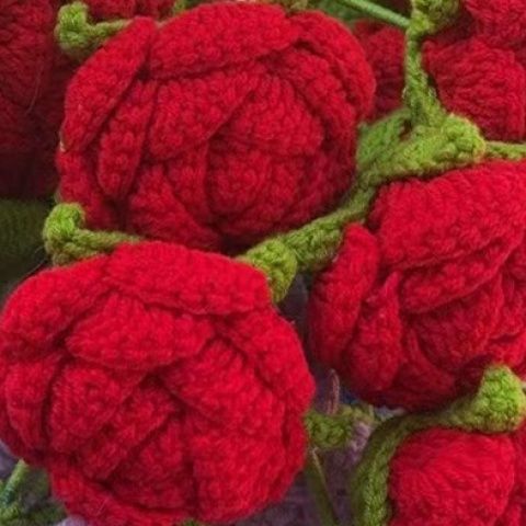 手工钩针编织毛线玫瑰花头半成品仿真花家居装饰diy辅料配件批发|undefined