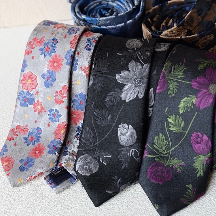 Pattern Tie Women's Retro Casual High-End Shirt Uniform Accessories Men's Literary British Young Embroidered Flower Trend