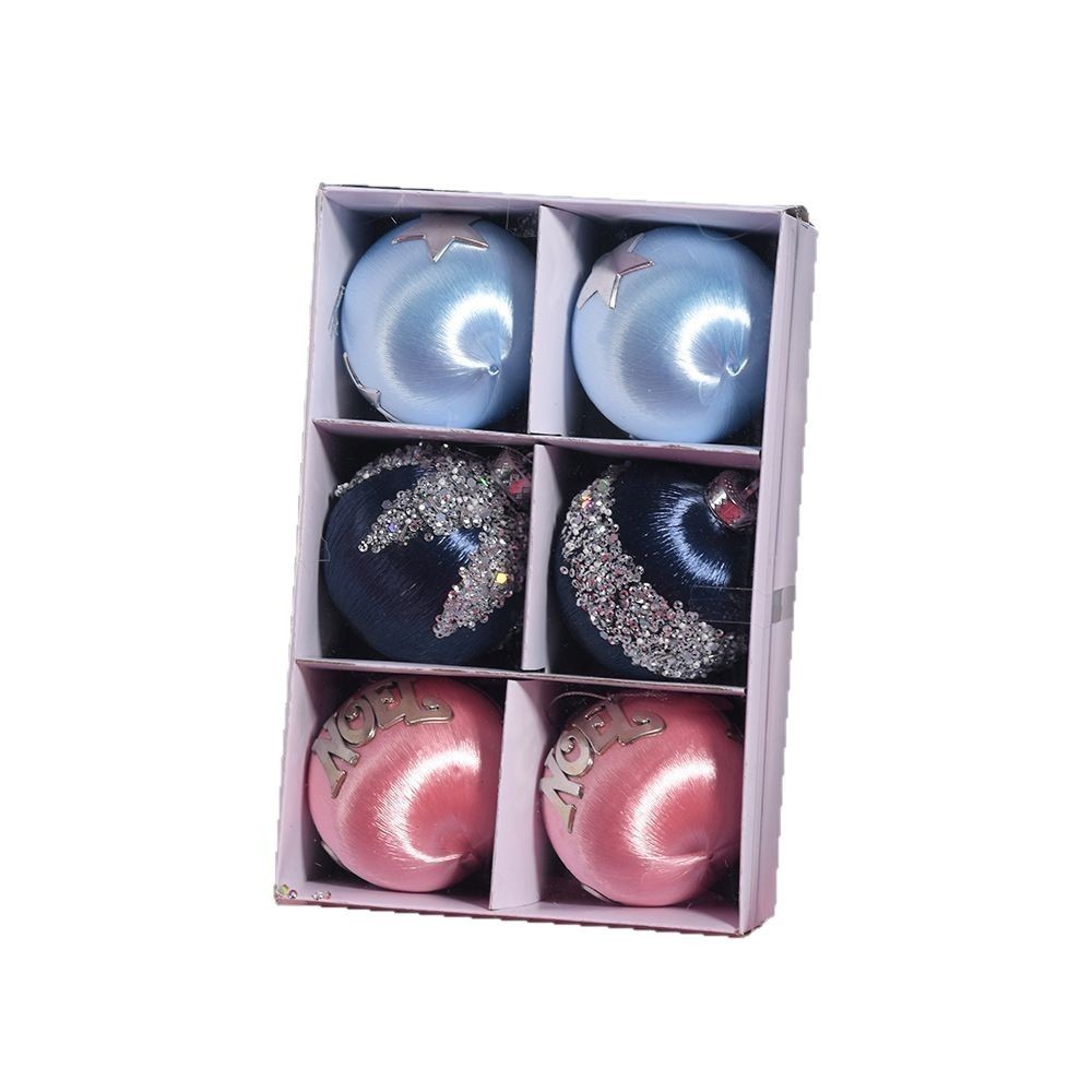 Explosiones transfronterizas de Navidad 6 bolas de color en caja de árbol de Navidad colgante creativo diseño de bolas colgantes