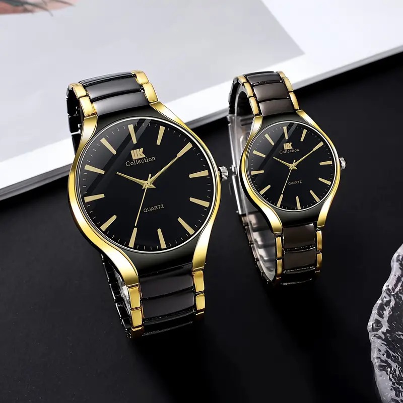 Fashionable Couple's Steel Band Alloy Quartz Business Casual Watch for Men and Women, Factory Direct Sales, in Stock, Cross-Border Trade Hot Item