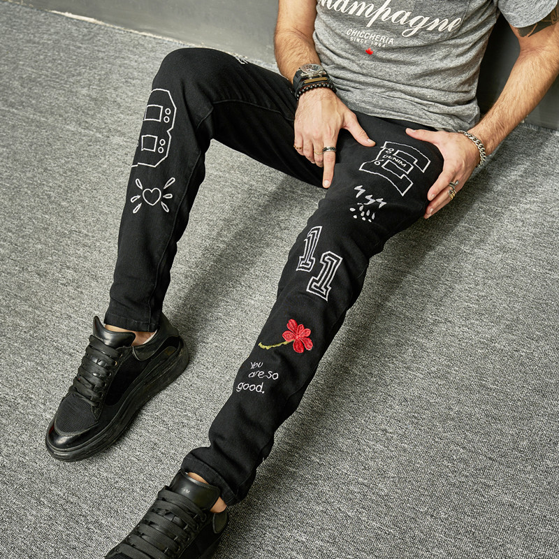 Slim Fit Jeans For Men In Black Stylish Stretch Denim Trousers_voghion.com