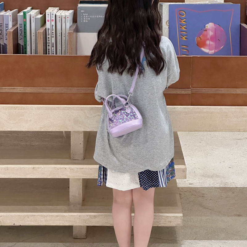 Moda coreana de sequillas, bolsas de hombro para niños y niñas, bolsas de mano mini para bebés, 2025 nuevas bolsas de conchas para niños