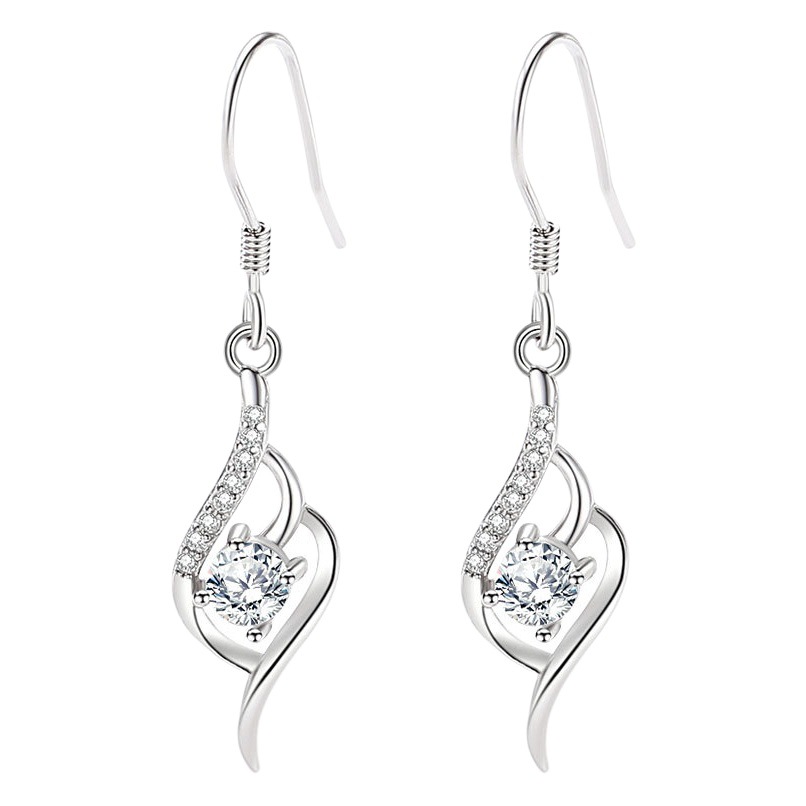 S925 pendientes de plata esterlina estilo coreano diamante pendientes circón línea de plata esterlina gancho de La Oreja joyería geométrica del oído al por mayor