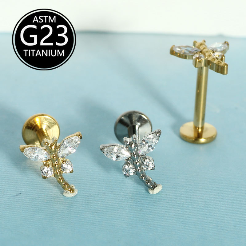 Pointed titanium steel lip stud product view