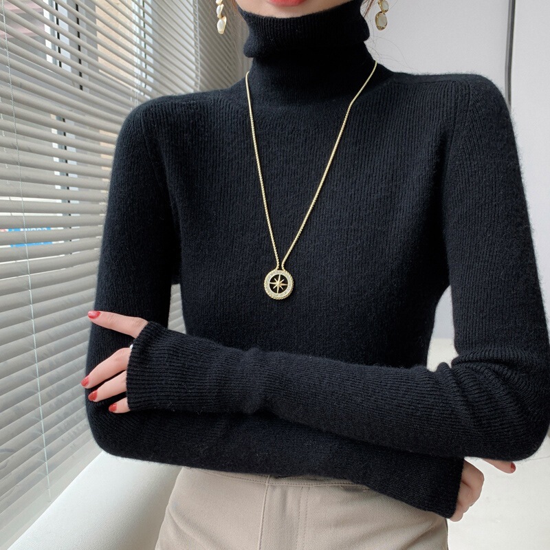 Autumn and Winter Versatile Thick Turtleneck Sweater for Women, Knitted Pullover Top with Layered Collar Autumn and Winter Versatile Thick Turtleneck Sweater for Women, Knitted Pullover Top with Layered Collar