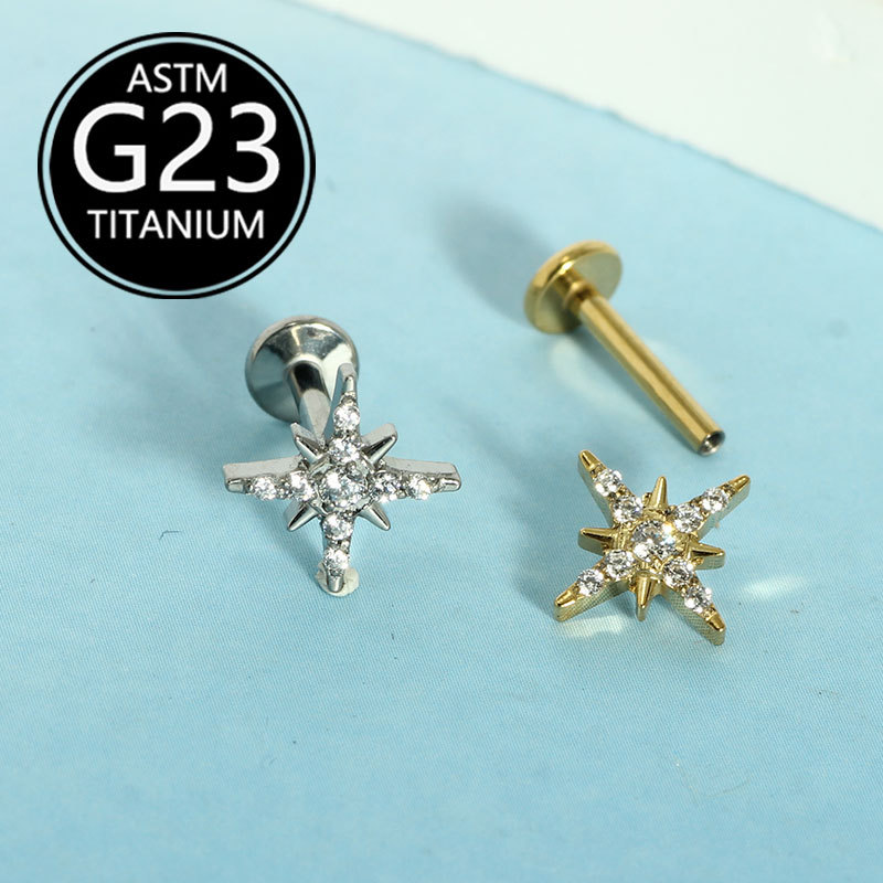 Pointed titanium steel lip stud product view