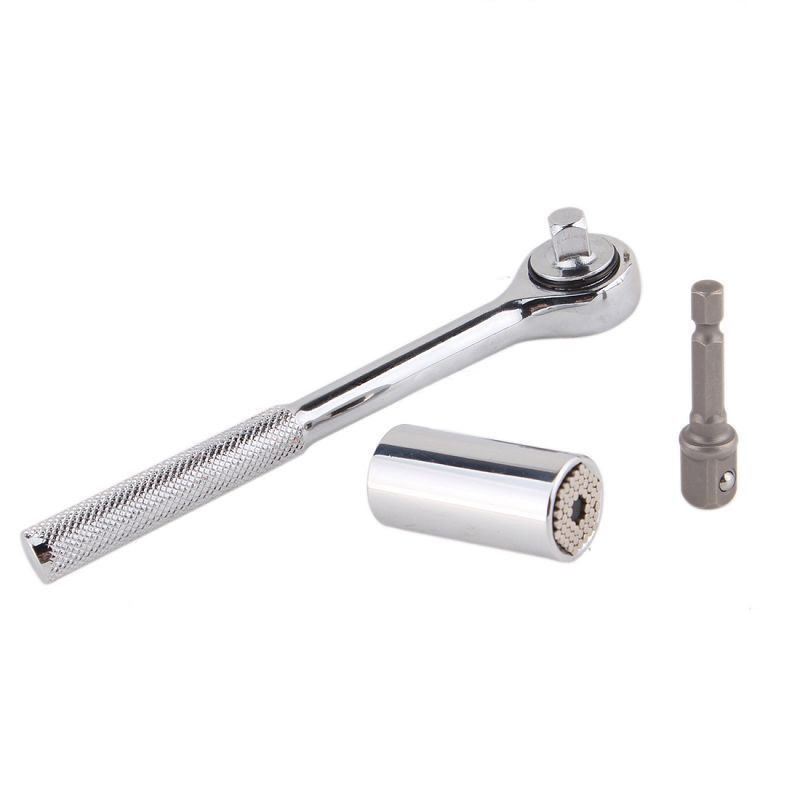 7-19m万能套筒扳手套装多功能套筒棘轮家用机修维修扳手电钻3件套