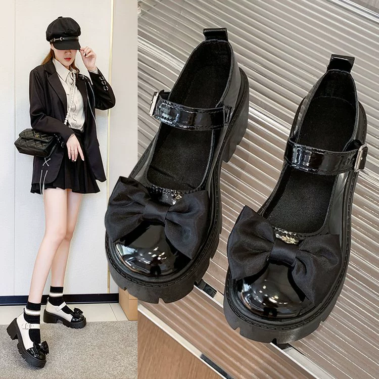 Британские Лоферы Mary Jane в стиле ретро на толстой подошве, женская новая Маленькая кожаная обувь 2023 года, Повседневная модная универсальная женская обувь