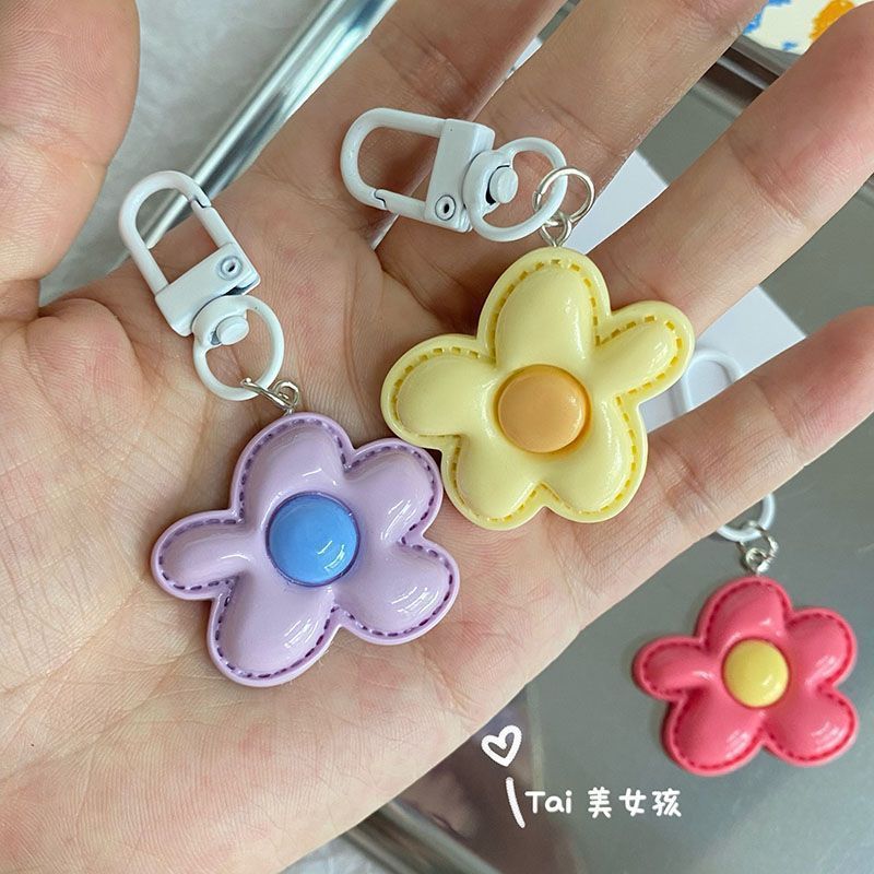 ドーパミンカラーフラワーキーホルダーかわいい女の子のハートプッシュ小さなギフトペンダント新しいバッグペンダントアクセサリー|undefined