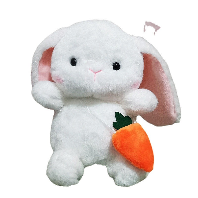 Lindo animal pequeño conejo blanco muñeca conejo de orejas largas rábano conejo de peluche muñeca muñeca niña regalo de cumpleaños al por mayor